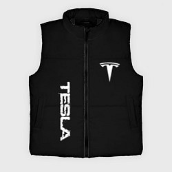 Мужской жилет Tesla logo white, цвет: 3D-черный