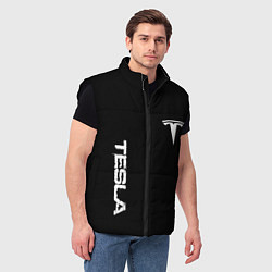 Мужской жилет Tesla logo white, цвет: 3D-черный — фото 2