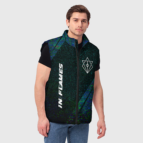 Мужской жилет In Flames glitch blue / 3D-Черный – фото 3