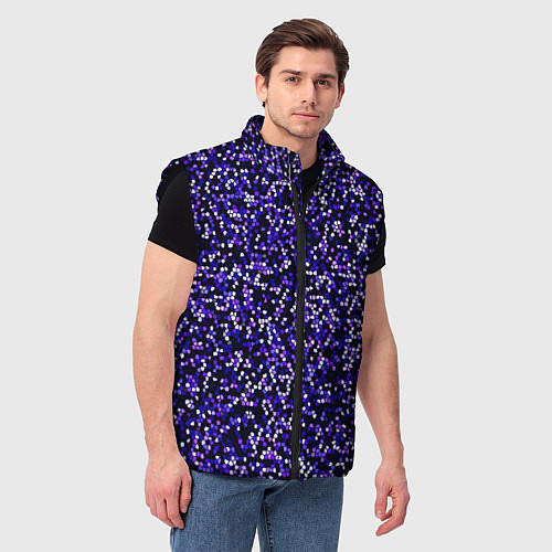 Мужской жилет Мелкая мозаика паттерн фиолетовый / 3D-Черный – фото 3