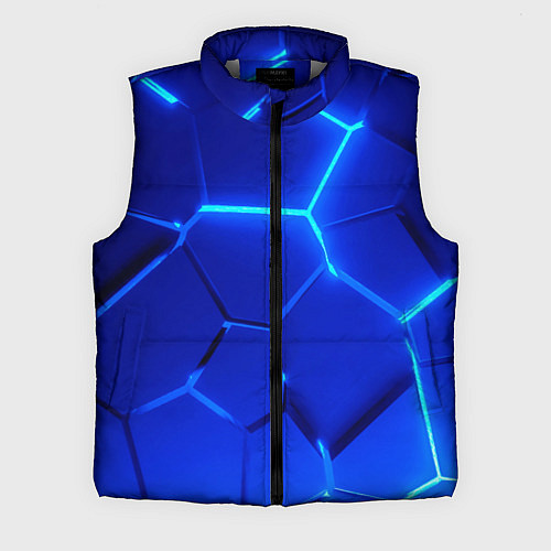 Мужской жилет Яркие синие неоновые плиты в разломе / 3D-Светло-серый – фото 1