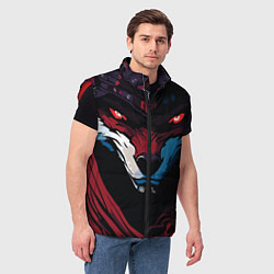 Мужской жилет Злая лиса с красными глазами в стиле манга - angry, цвет: 3D-красный — фото 2