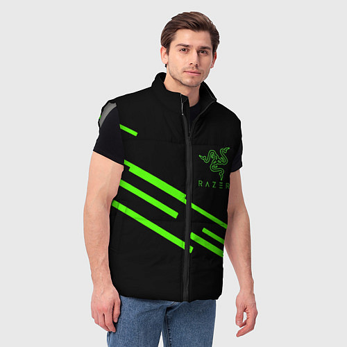 Мужской жилет Razer line green / 3D-Светло-серый – фото 3