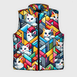 Мужской жилет Геометрический паттерн с котятами - нейросеть, цвет: 3D-светло-серый
