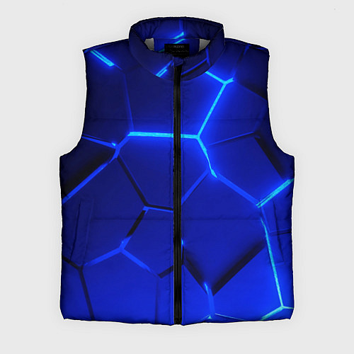 Мужской жилет Текстура темных синих неоновые плиты / 3D-Светло-серый – фото 1