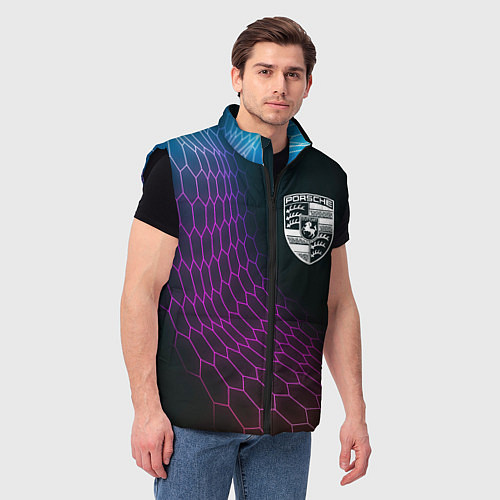 Мужской жилет Porsche neon hexagon / 3D-Черный – фото 3