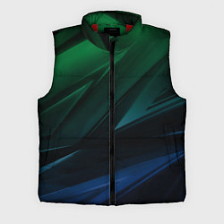Мужской жилет Зелено-синие абстрактные объемные полосы, цвет: 3D-красный