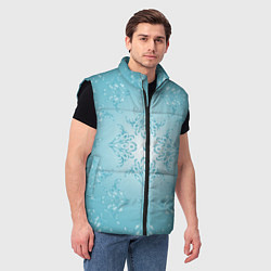 Мужской жилет Векторные узоры на нежно-бирюзовом фоне, цвет: 3D-черный — фото 2