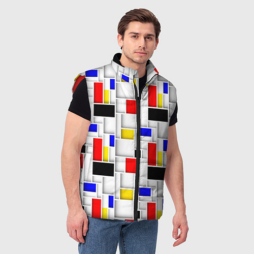 Мужской жилет Геометрия цветных Пит Мондриан / 3D-Красный – фото 3
