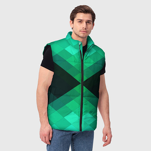 Мужской жилет Изумрудная мозаика / 3D-Черный – фото 3