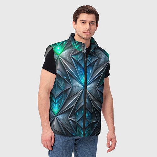 Мужской жилет Темная текстура со свечением / 3D-Светло-серый – фото 3