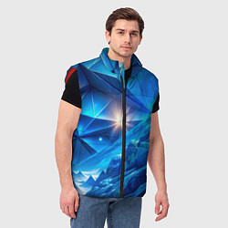 Мужской жилет Синяя объемная абстракция со вспышкой, цвет: 3D-красный — фото 2