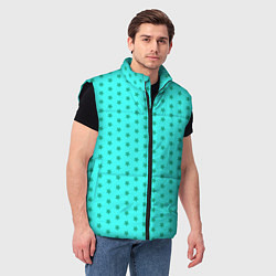 Мужской жилет Паттерн неоновый циан со звездами, цвет: 3D-черный — фото 2