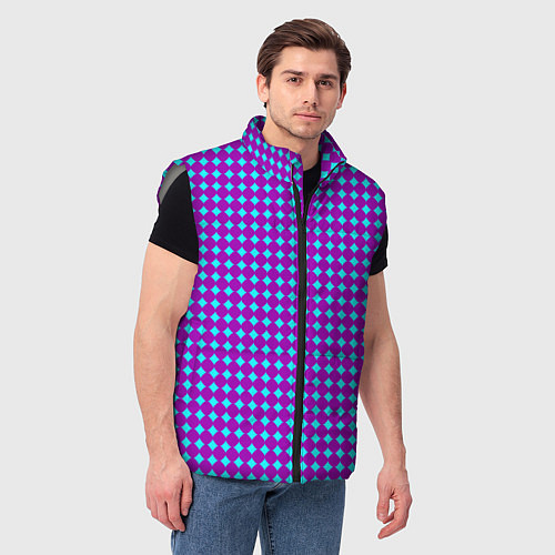 Мужской жилет Паттерн кругов и ромбов / 3D-Светло-серый – фото 3