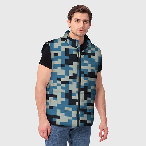 Мужской жилет Пиксельный стиль камуфляж / 3D-Черный – фото 3