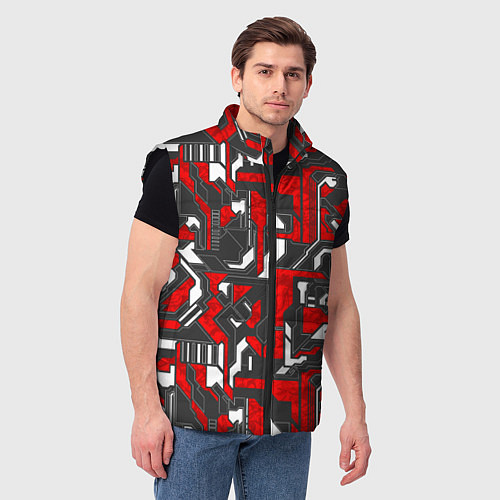 Мужской жилет Абстракция геометрический паттерн / 3D-Черный – фото 3
