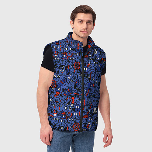 Мужской жилет Человечки панки / 3D-Черный – фото 3