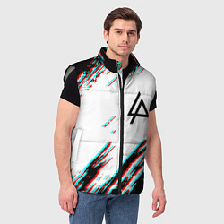 Мужской жилет Linkin park краски глитч, цвет: 3D-светло-серый — фото 2