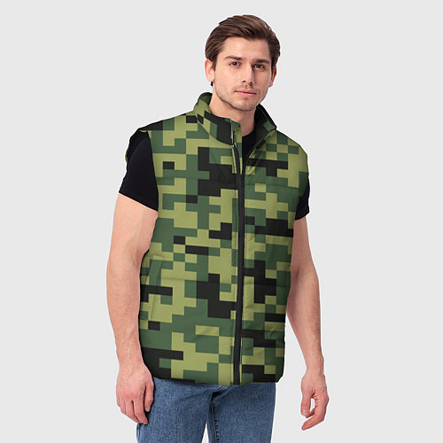 Мужской жилет Камуфляжный стиль текстура пикселя / 3D-Черный – фото 3