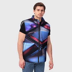 Мужской жилет Абстрактные фиолетовые плиты со свечением, цвет: 3D-светло-серый — фото 2