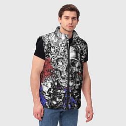 Мужской жилет Череп и скелеты на фоне флага России, цвет: 3D-черный — фото 2