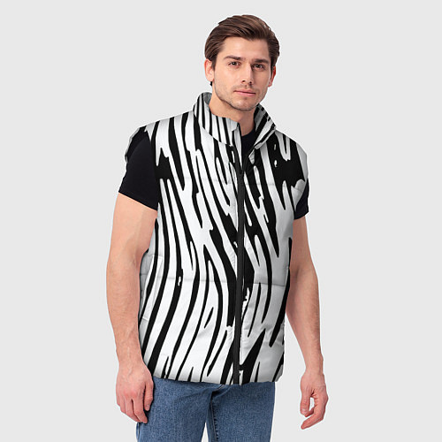 Мужской жилет Полосатый чёрно-белый под зебру / 3D-Черный – фото 3