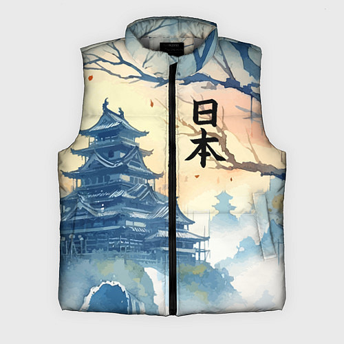 Мужской жилет Japanese landscape - watercolor / 3D-Светло-серый – фото 1