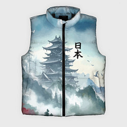 Мужской жилет Японская пагода в тумане - нейросеть, цвет: 3D-черный