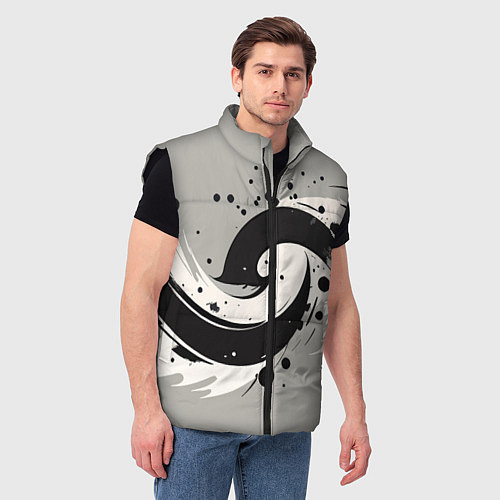 Мужской жилет Инь-янь абстракция - нейроарт / 3D-Черный – фото 3