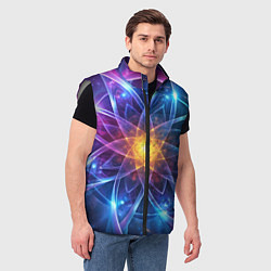 Мужской жилет Космический закрученный узор-лотос: энергия вселен, цвет: 3D-светло-серый — фото 2