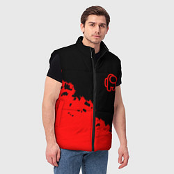 Мужской жилет Among us красные краски, цвет: 3D-черный — фото 2