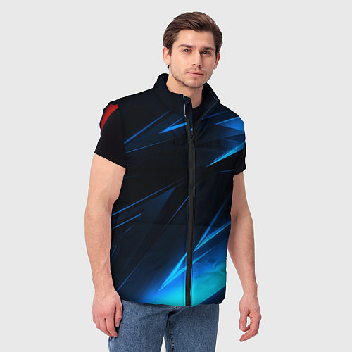 Мужской жилет Грани неоновые текстура / 3D-Красный – фото 3