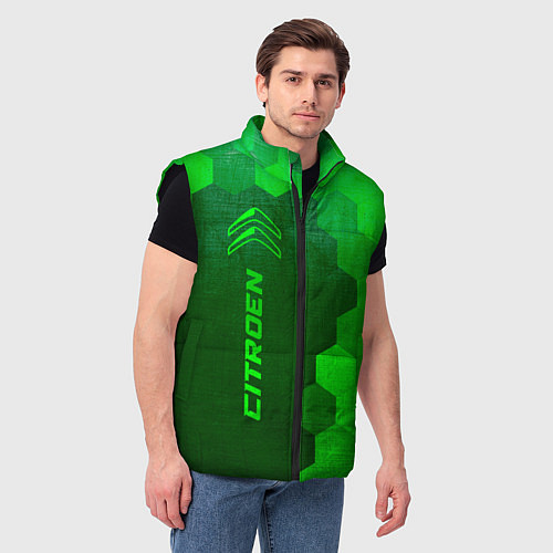 Мужской жилет Citroen - green gradient по-вертикали / 3D-Черный – фото 3