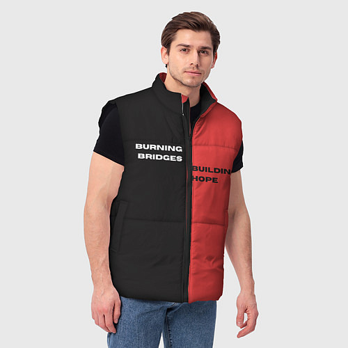 Мужской жилет Надпись: burning bridges building hope / 3D-Черный – фото 3