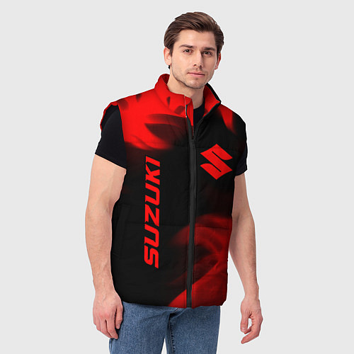 Мужской жилет Suzuki - red gradient вертикально / 3D-Черный – фото 3