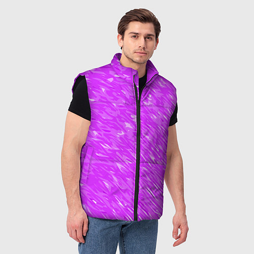 Мужской жилет Фиолетово-белые мазки / 3D-Черный – фото 3