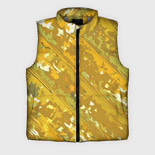 Мужской жилет Белые фрагменты на жёлтом фоне / 3D-Светло-серый – фото 1
