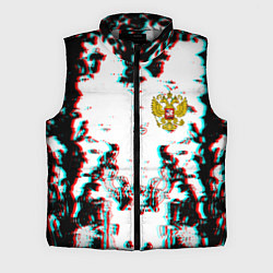 Мужской жилет Герб РФ глитч краски, цвет: 3D-светло-серый