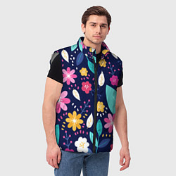Мужской жилет Абстракция цветочный фон, цвет: 3D-светло-серый — фото 2