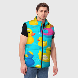 Мужской жилет Плавающие уточки, цвет: 3D-черный — фото 2