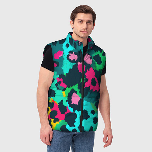Мужской жилет Кислотный зеленый леопардовый камуфляж / 3D-Черный – фото 3