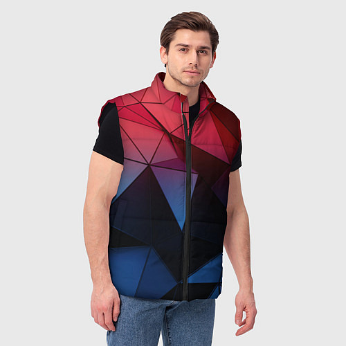 Мужской жилет Абстрактная геометрия polygon / 3D-Черный – фото 3