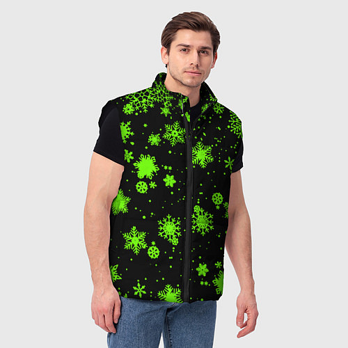 Мужской жилет Кислотные снежинки текстура / 3D-Черный – фото 3