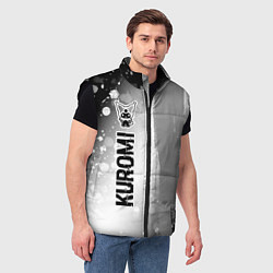 Мужской жилет Kuromi glitch на светлом фоне по-вертикали, цвет: 3D-черный — фото 2