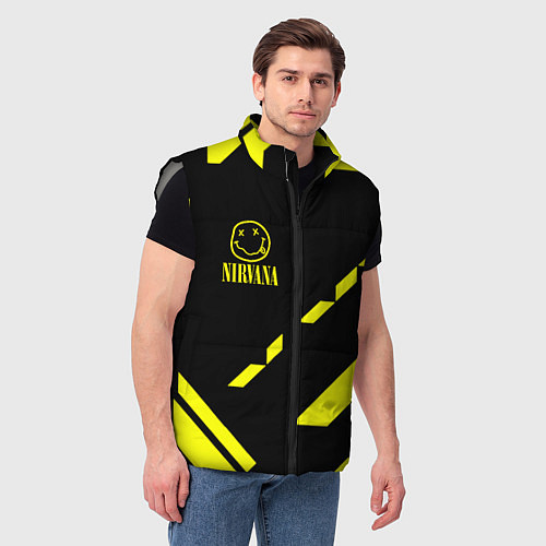 Мужской жилет Nirvana geometry yellow / 3D-Светло-серый – фото 3