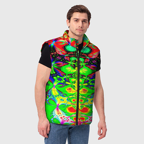 Мужской жилет Оптический фрактал кислота / 3D-Черный – фото 3
