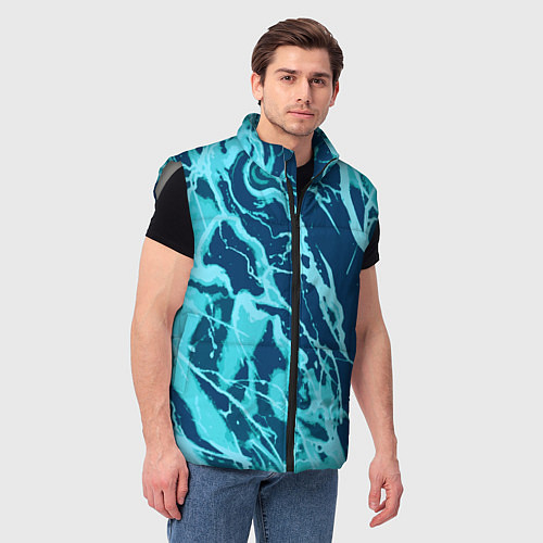 Мужской жилет Морской сине-голубой абстракция / 3D-Светло-серый – фото 3