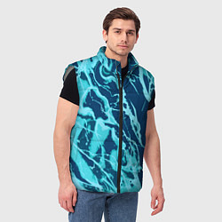 Мужской жилет Морской сине-голубой абстракция, цвет: 3D-светло-серый — фото 2
