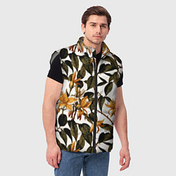 Мужской жилет Желтые ретро цветы, цвет: 3D-светло-серый — фото 2