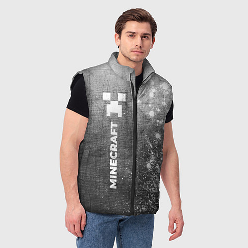 Мужской жилет Minecraft - grey gradient по-вертикали / 3D-Черный – фото 3